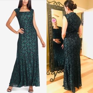 Tahari Long sequined evening gown
